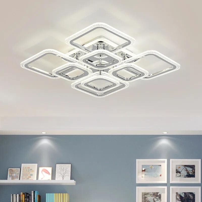 Modern LED Ceiling Light Dimmable Remote Control Flush Mount 100W Lamp