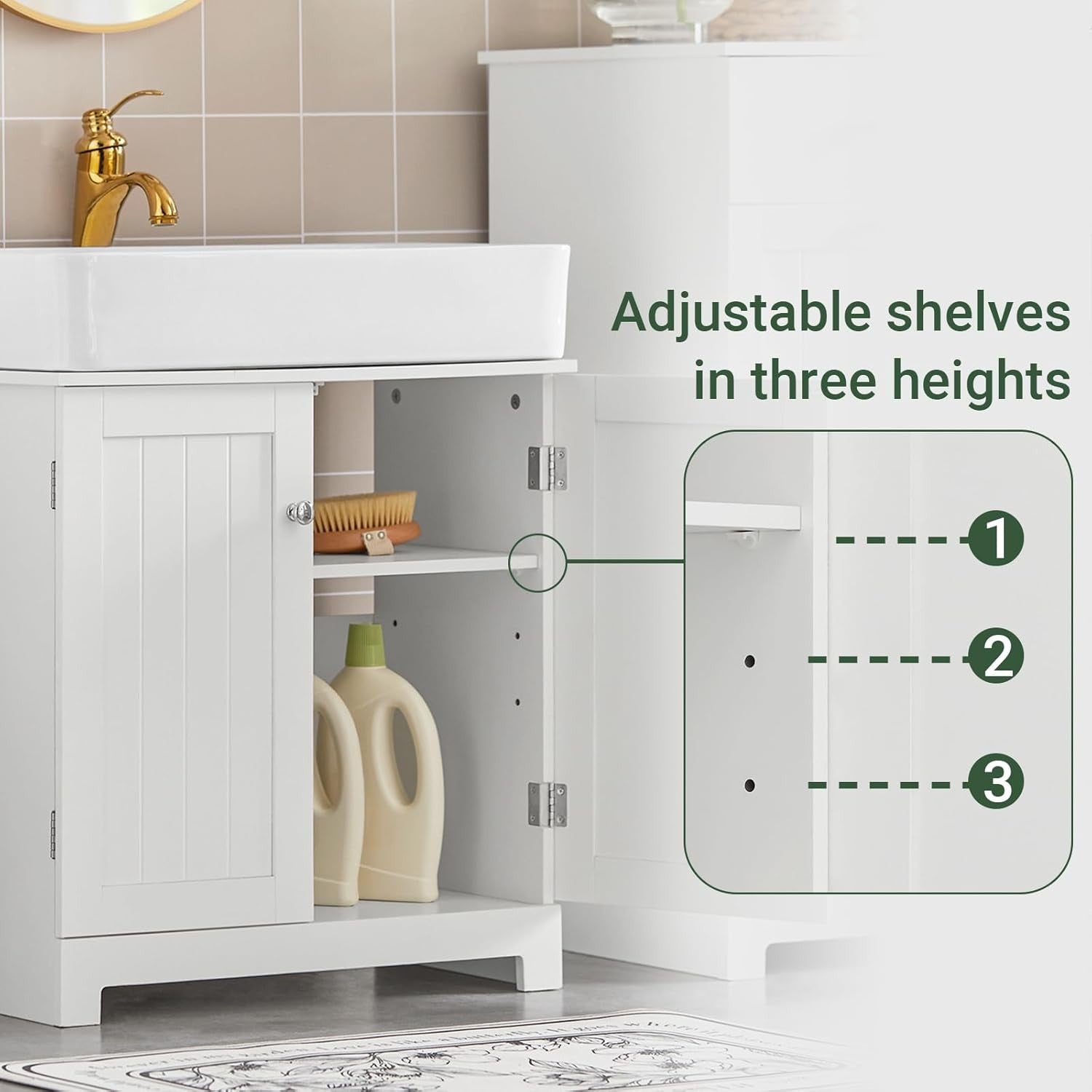 SoBuy Under Sink Bathroom Cabinet – Bathroom Storage Unit with Doors and Adjusta