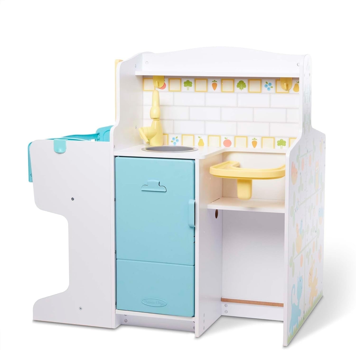Wooden Doll Baby Care Activity Centre Nursery Kitchen Pretend Play Set