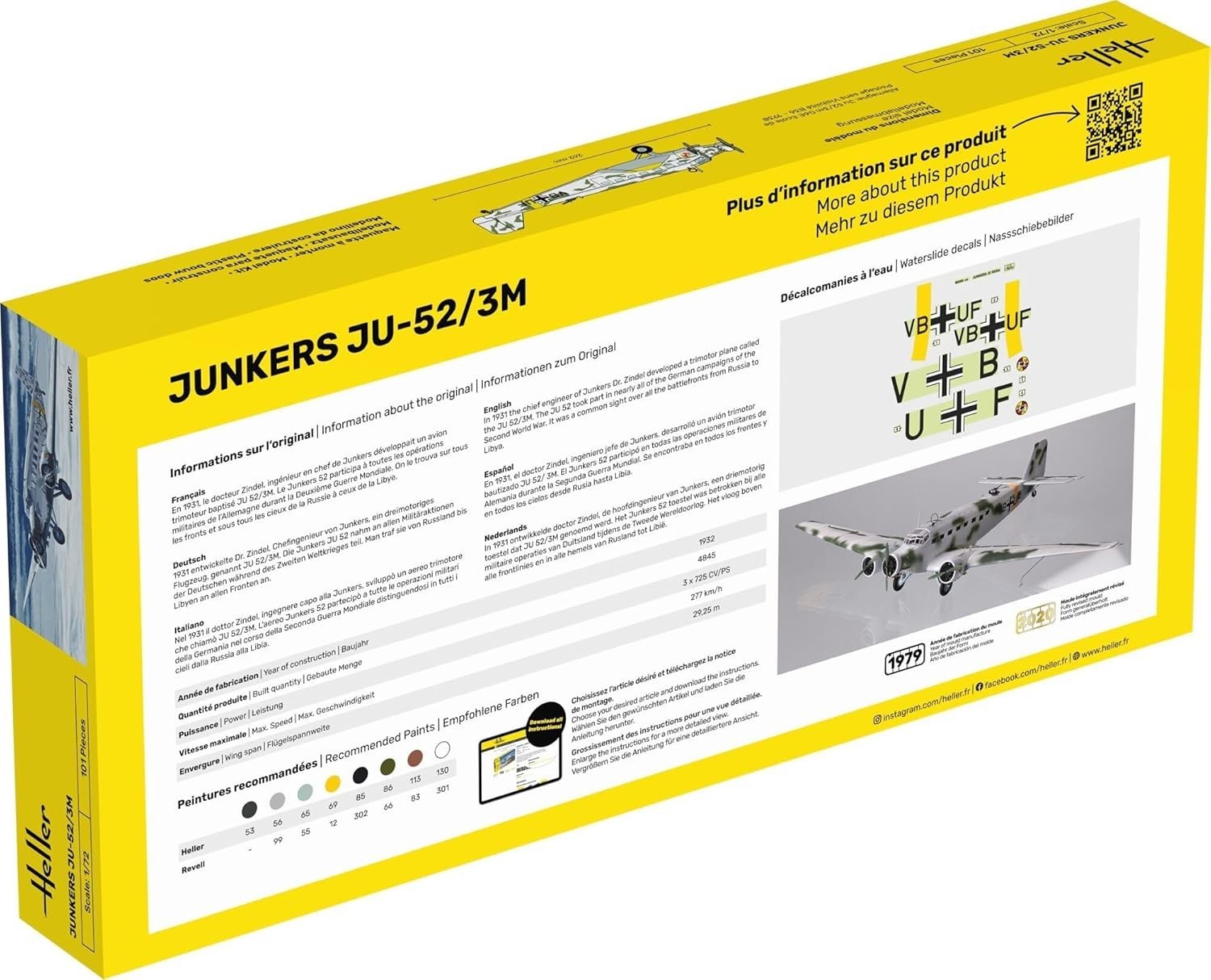 1:72 Junkers JU 52/3M Aircraft Model Kit | Aviation Scale Build Set