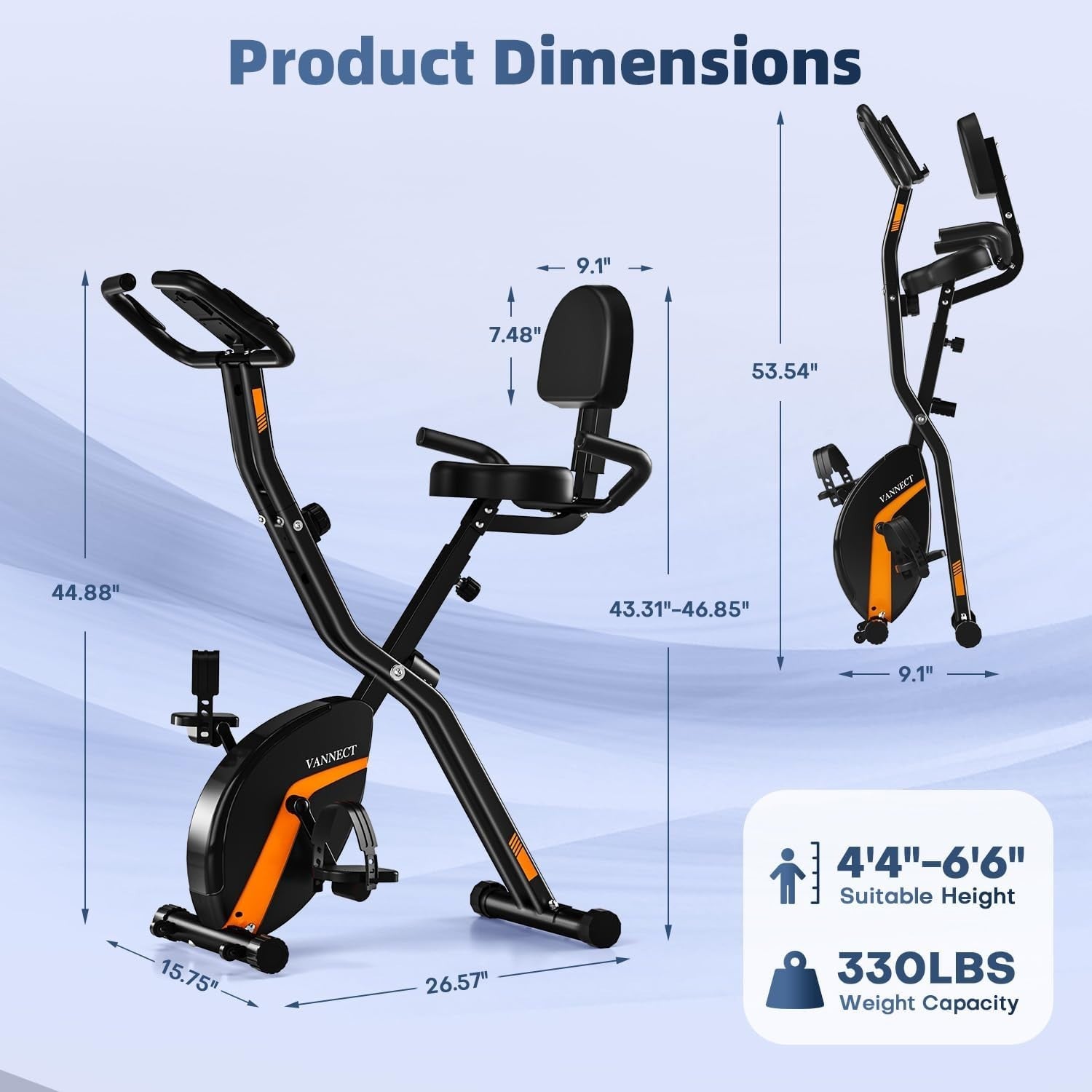 Foldable Exercise Bike 16-Level Magnetic Resistance w/ LCD & Backrest Seat