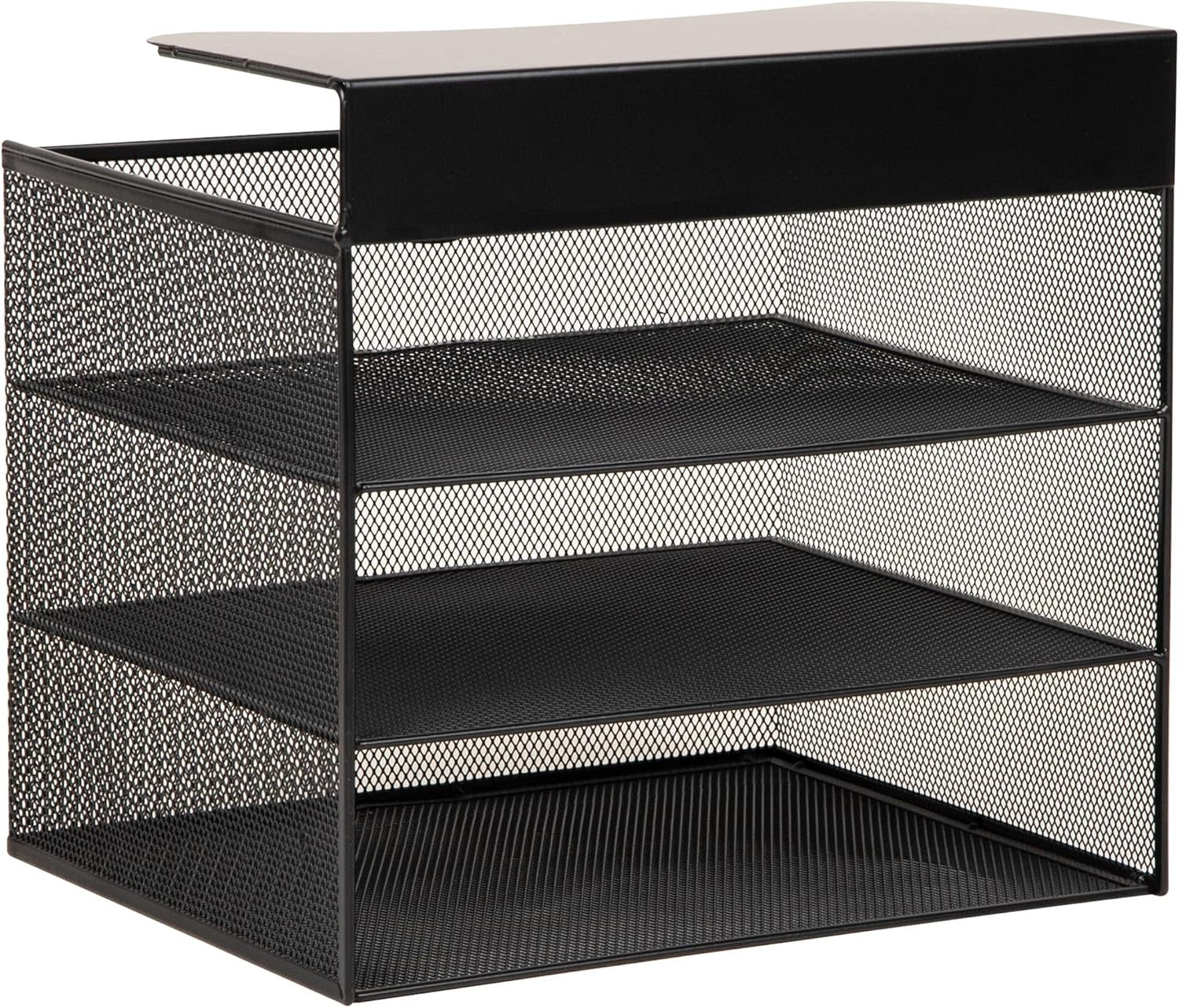 Under Desk Hanging File Organizer | Laptop, Folder, Notebook Storage, Black