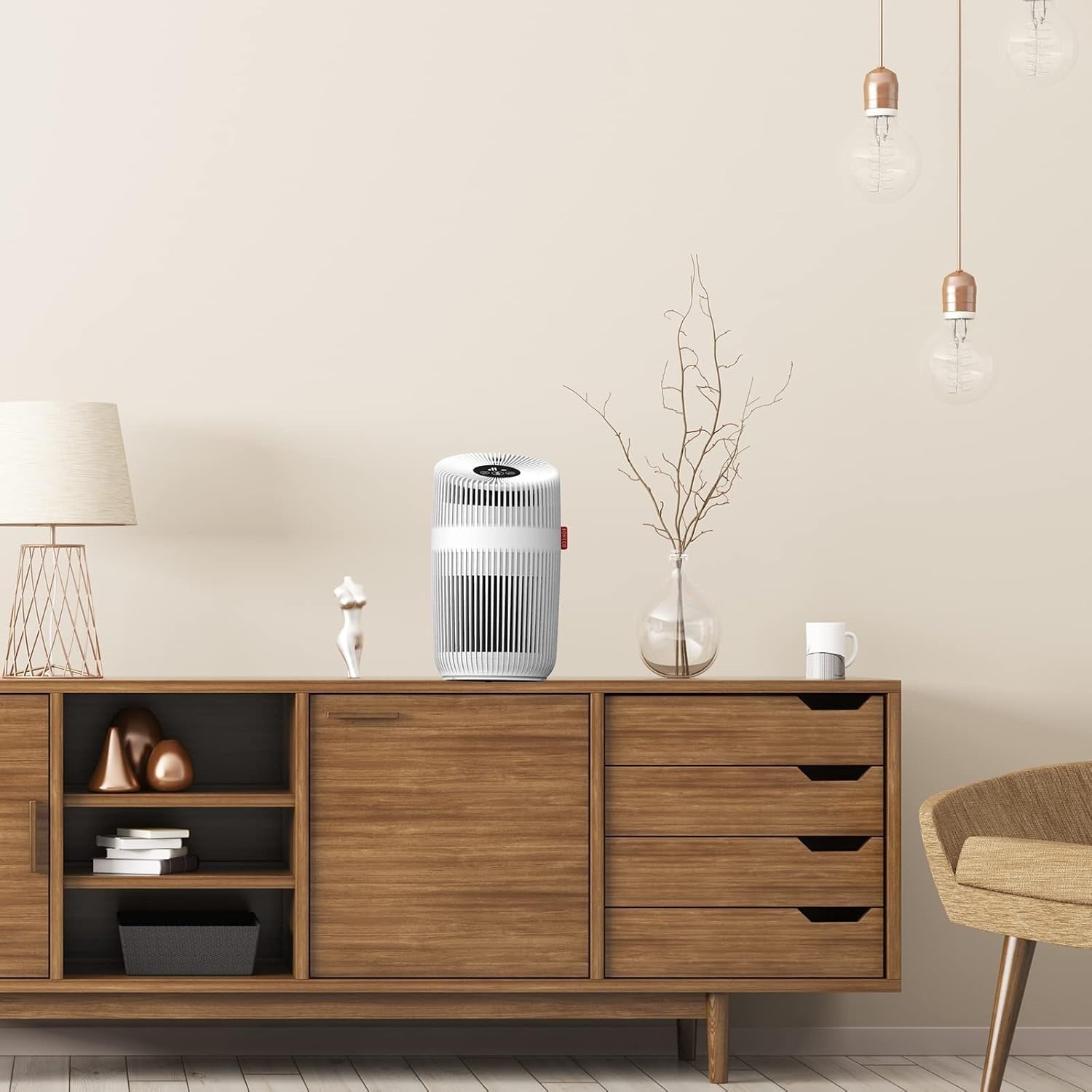 HEPA H13 Air Purifier Large Room 45m² UV-C Ionizer 360° Filter
