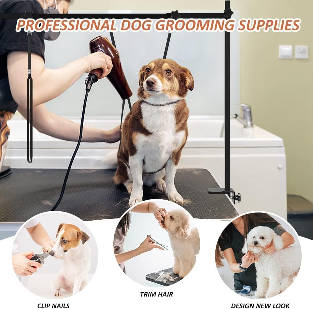Dog Grooming Arm Clamp Adjustable H Shape Table Arm with Loop Noose