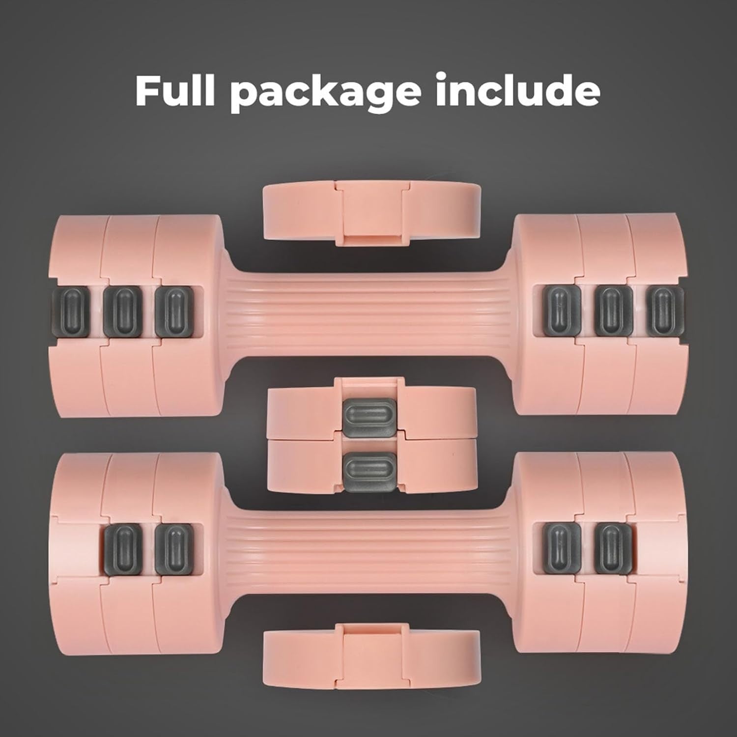 Pink Adjustable Dumbbells Pair 2–5kg Quick Change Non Slip Home Gym