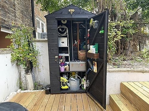 Wooden Garden Tool Shed 113x63x221cm Outdoor Storage Box with Shelf