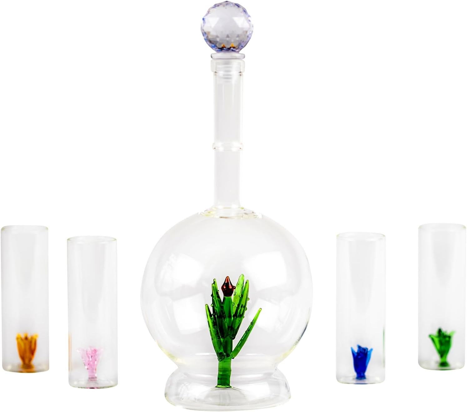 Tequila Agave Decanter Set 750ml with 4 Shot Glasses – Elegant Agave Design