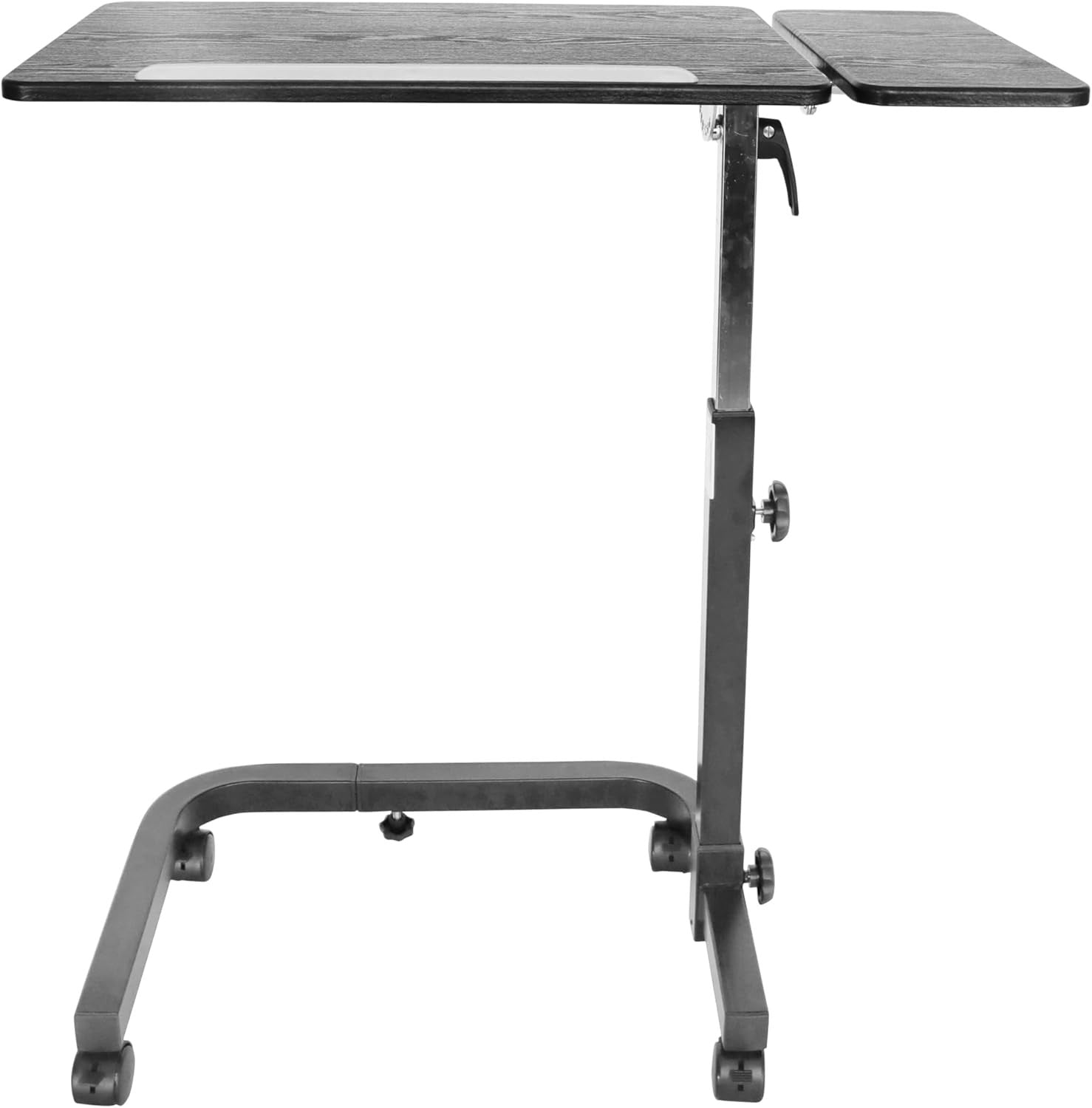 Overbed Table with Wheels Adjustable Height Tilting Laptop Desk Black