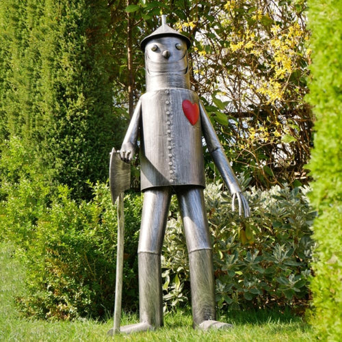 Large Tin Man Garden Ornament 135cm Outdoor Metal Statue Retro Lawn Sculpture