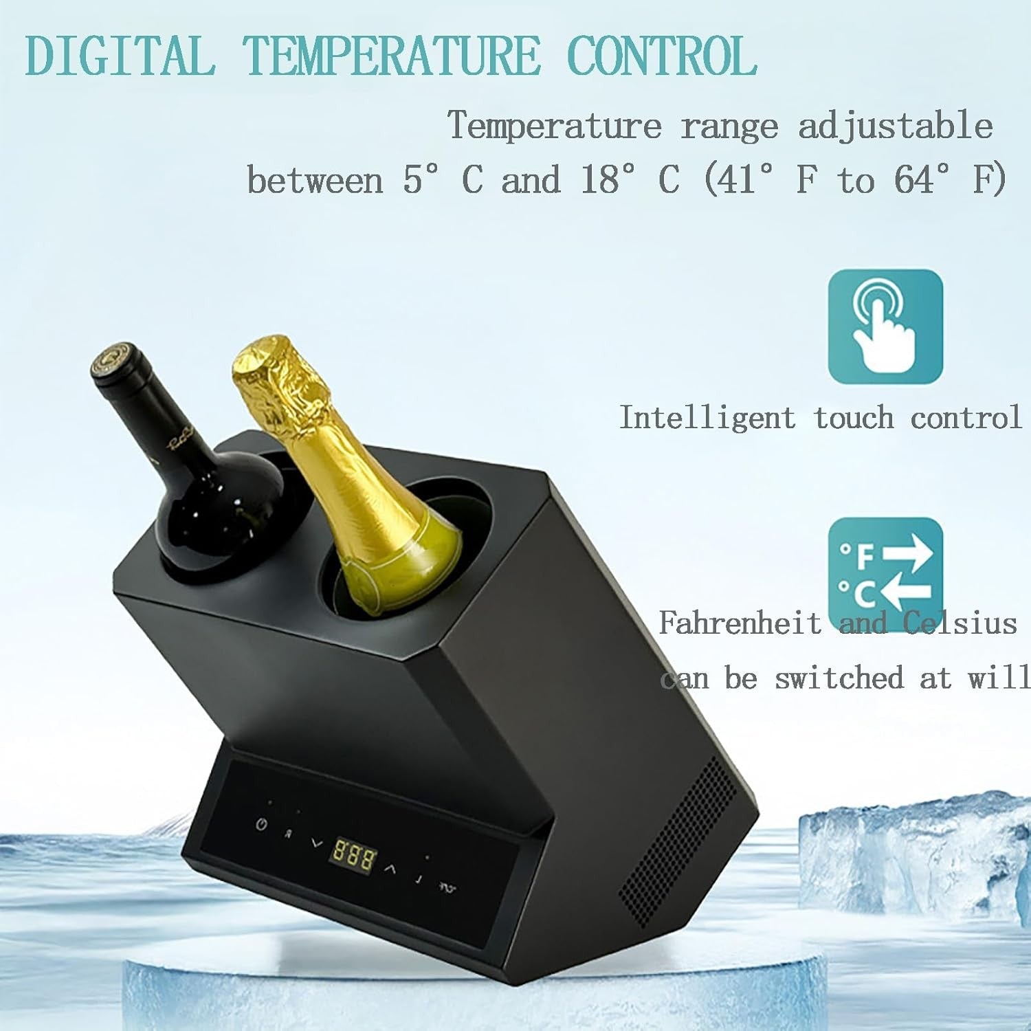 Dual Bottle Electric Wine Chiller Smart Touch Temperature Control 41–64°F