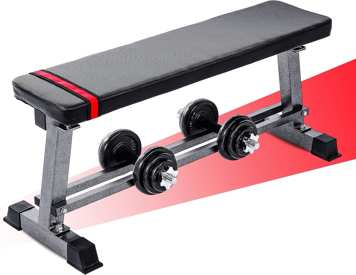Heavy Duty Flat Weight Bench With Dumbbell Rack 300kg Home Gym