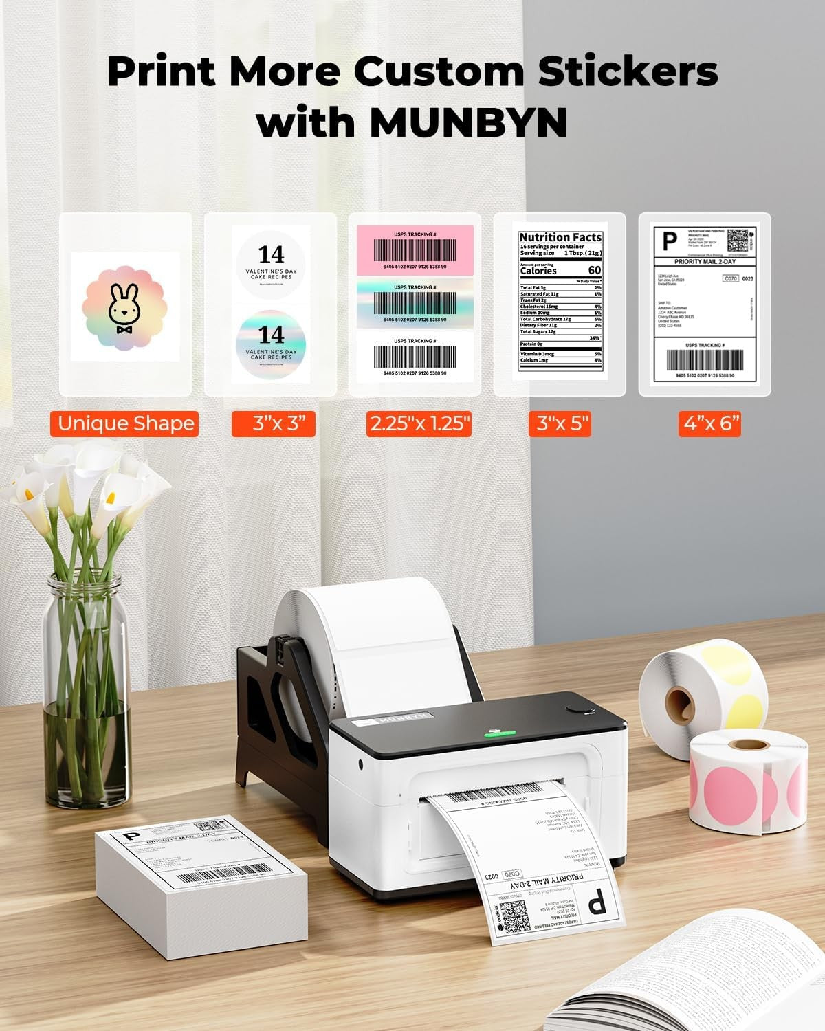 4x6 Bluetooth Thermal Label Printer 300DPI Shipping
