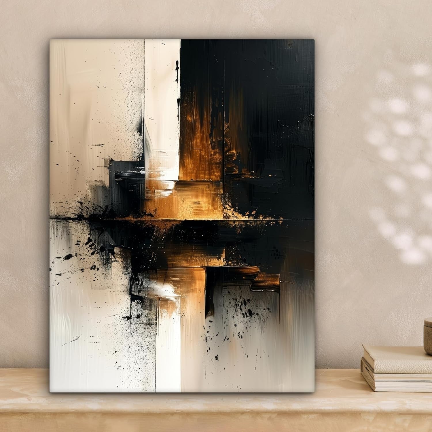 Black Gold Abstract Canvas Wall Art 30x40cm Framed Luxury Print