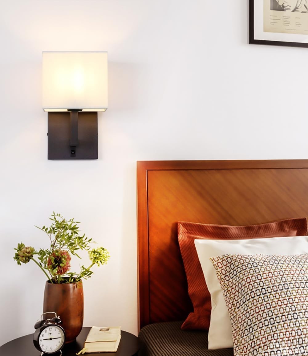 Vintage Modern Linen Wall Sconce Light, Warm Glow, Dimmable, Classic Style