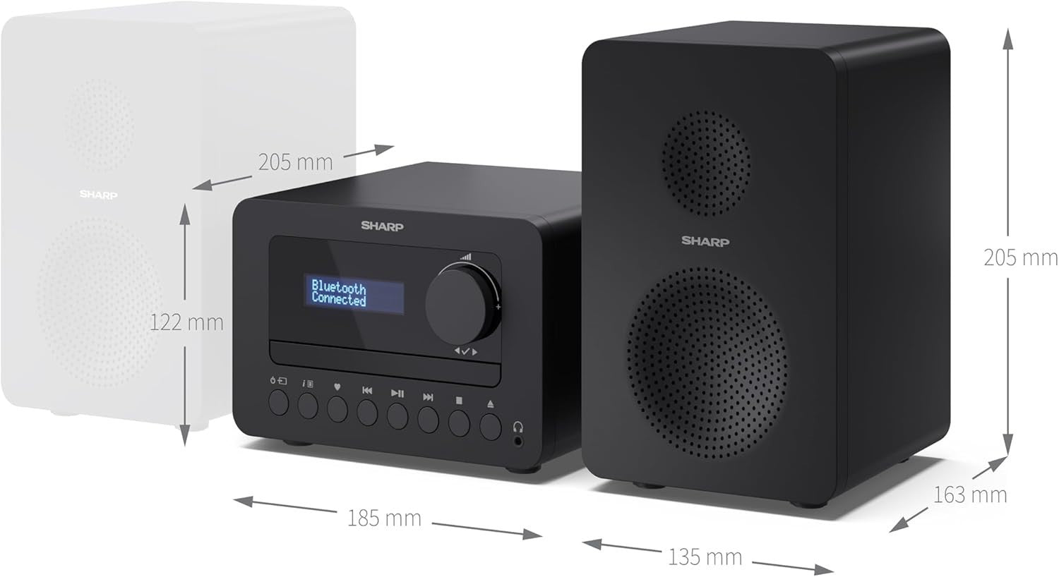 40W Bluetooth Hi-Fi Stereo System CD Player FM Radio USB AUX Remote Control