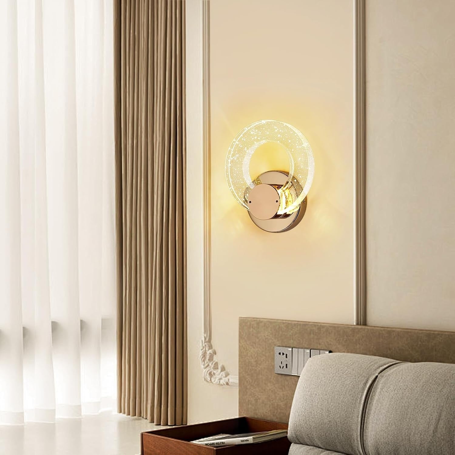 Modern Gold Crystal Wall Light Sconce | 3-Color LED, Luxury Look