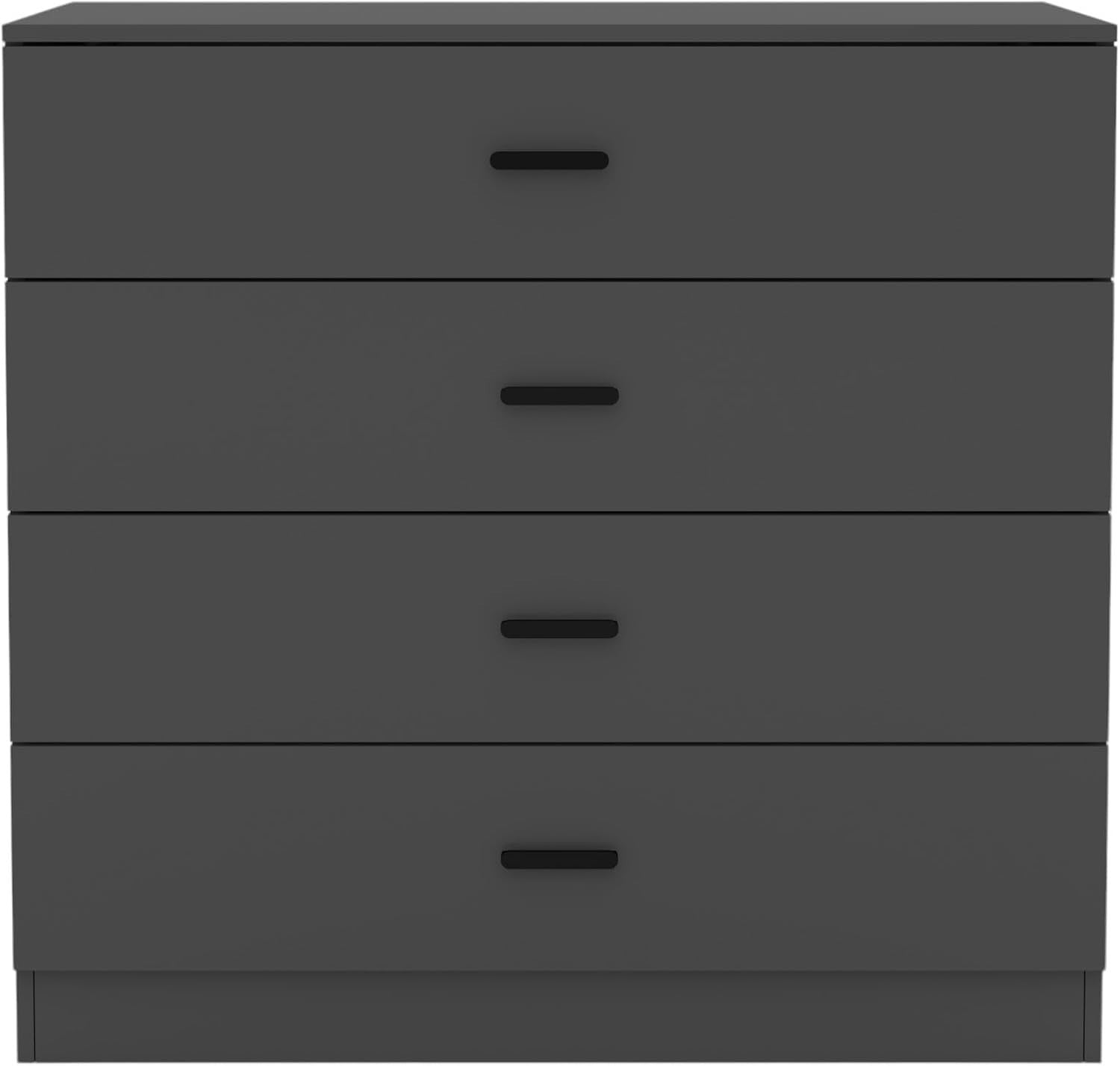 4 Drawer Black Wooden Bedroom Chest Storage Cabinet Polished Finish