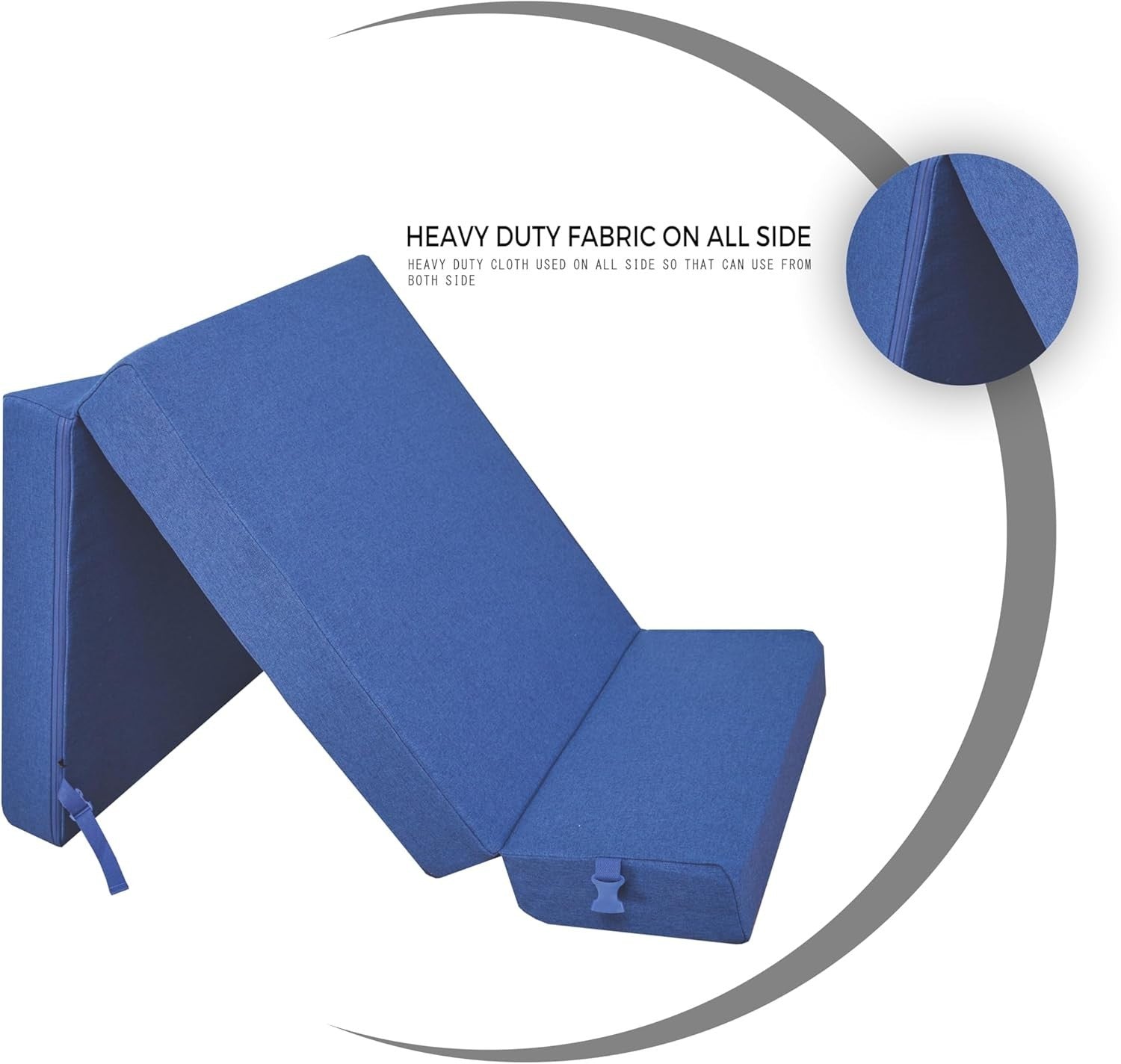 Tri Fold Z Bed Chair Sofa Guest Futon Single Foam Mattress Seat Navy