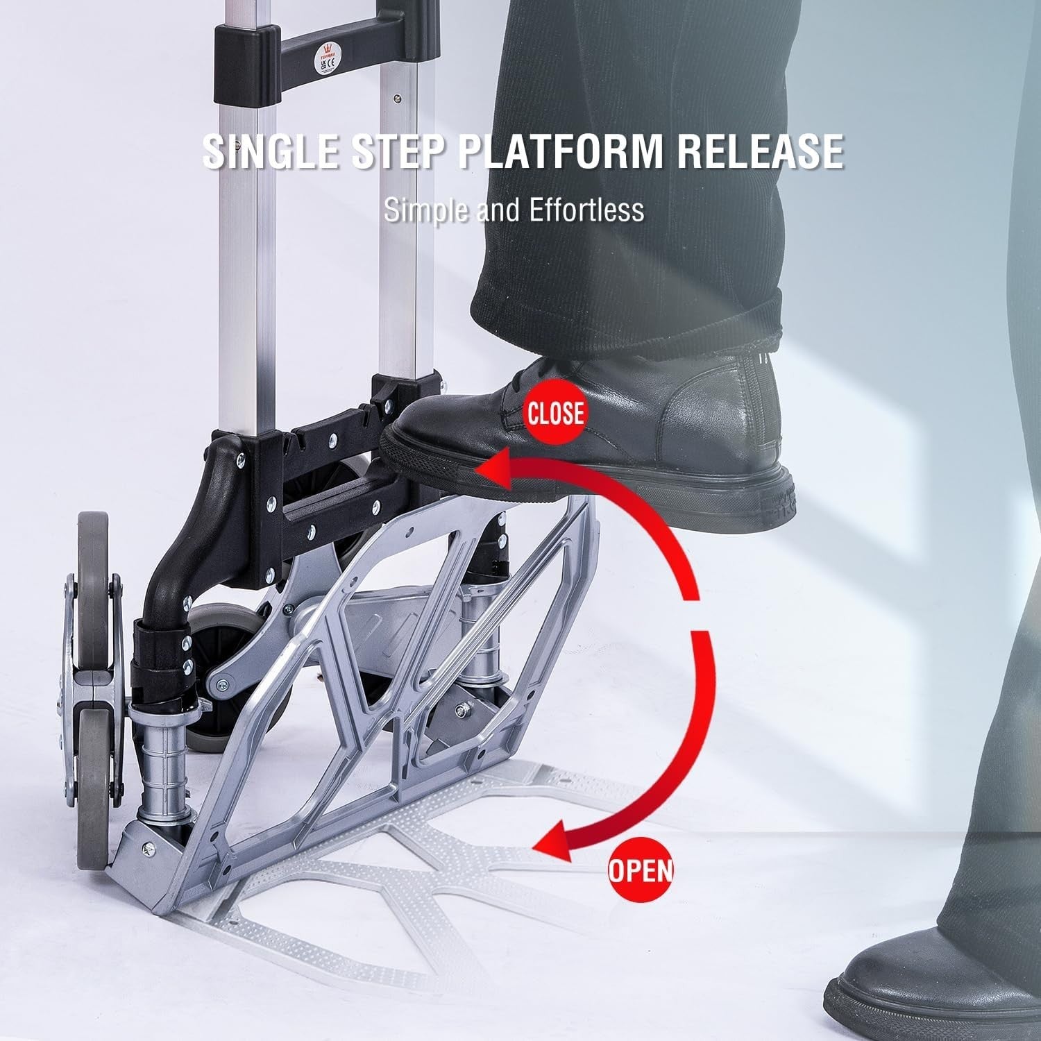70kg Aluminium Stair Climbing Folding Trolley Adjustable Handle 6 Wheels