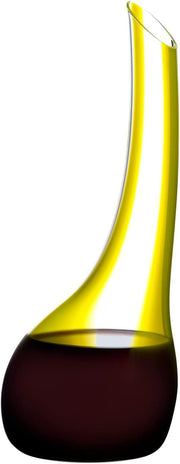 Handblown Crystal Wine Decanter 1.7L Yellow Cornetto Modern Aerator Gift