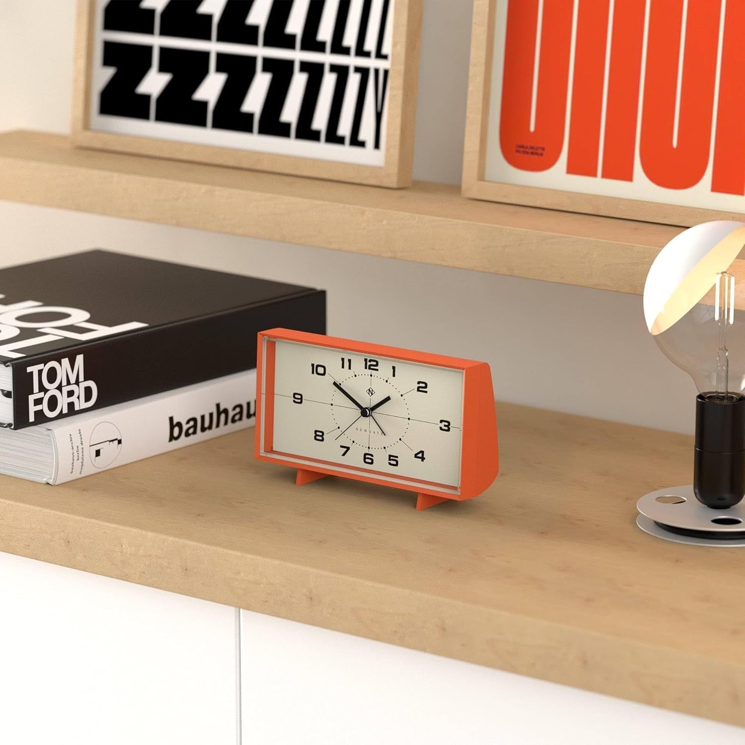 Retro Rectangular Alarm Clock Analogue Bedside Desk Mantel Pumpkin Orange