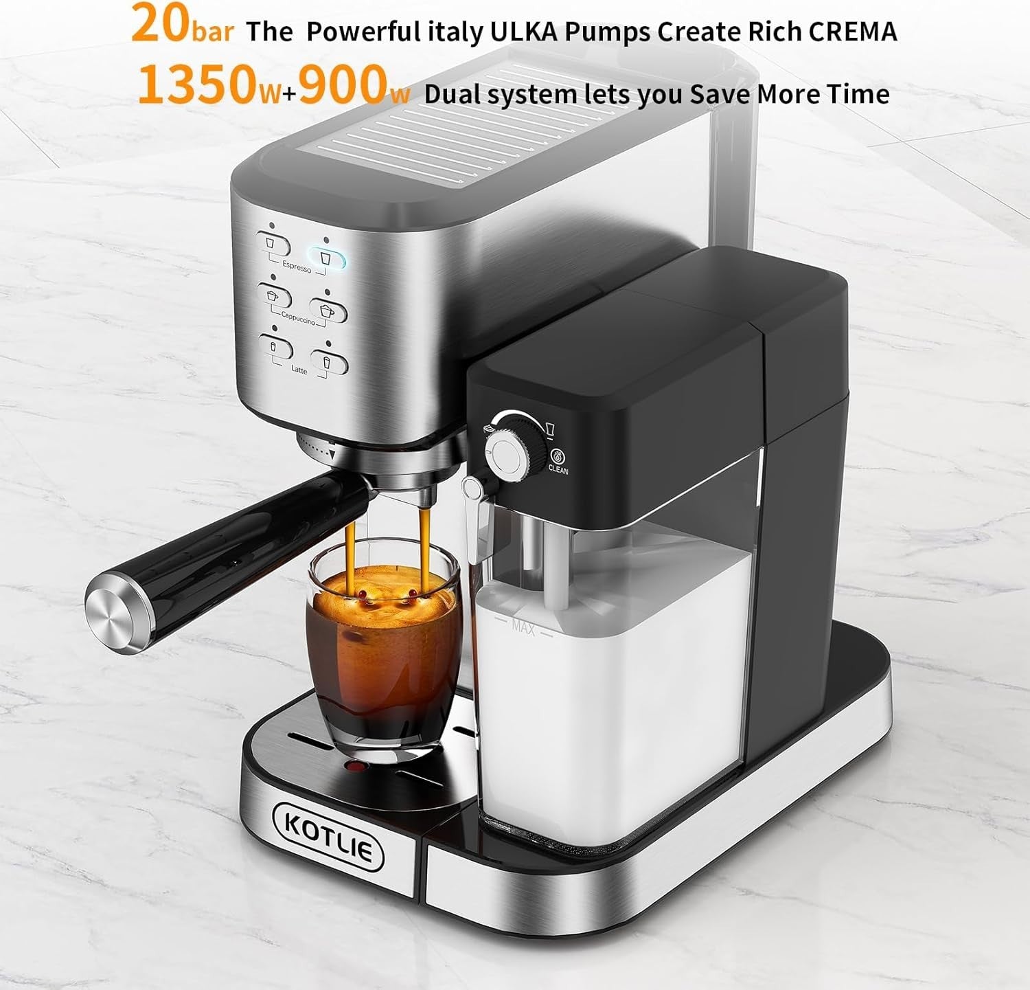 20Bar Espresso Coffee Machine | Automatic Milk Frother | One-Touch Latte Maker