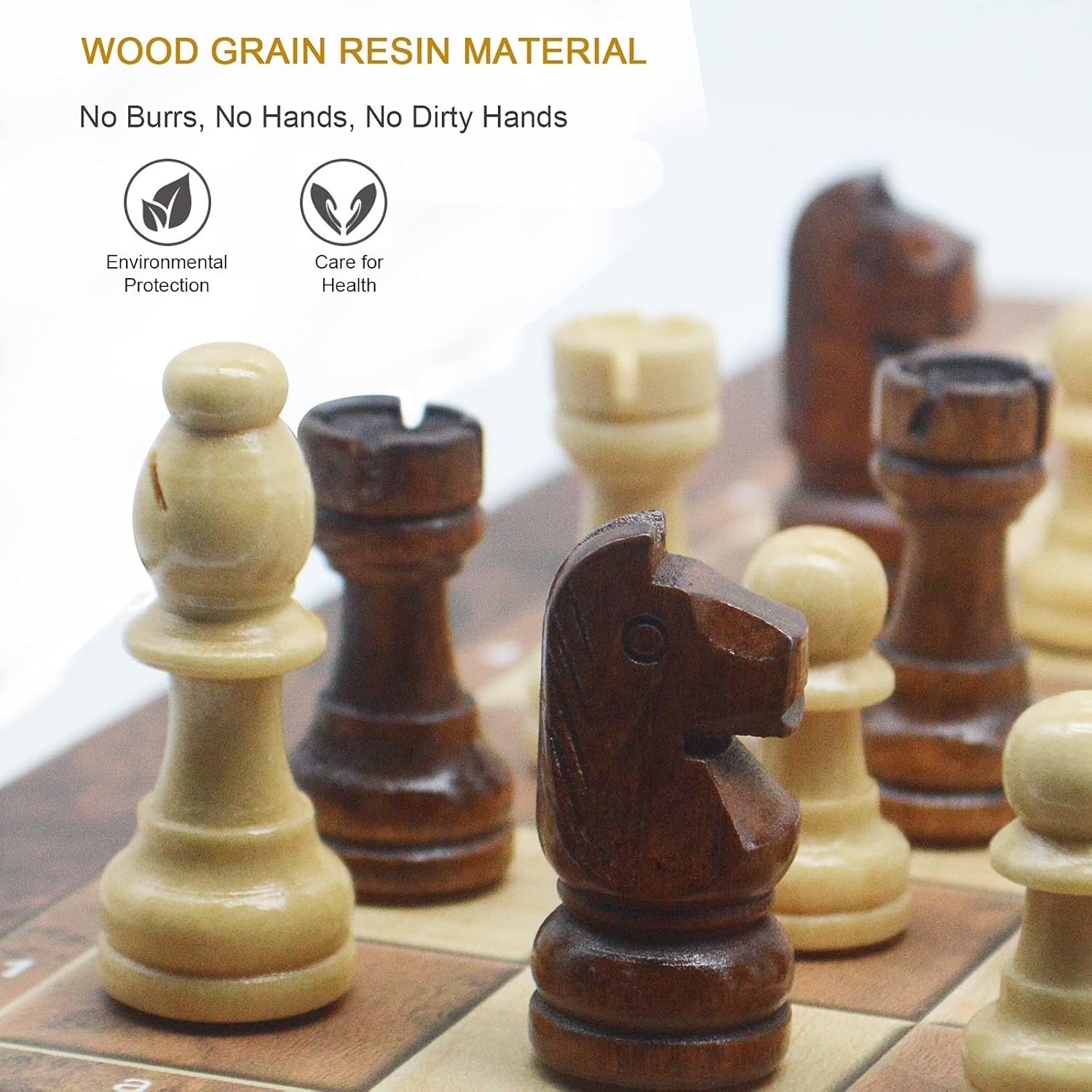 12" Magnetic Wooden Chess Set Folding Travel Board with Hand-Carved Pieces