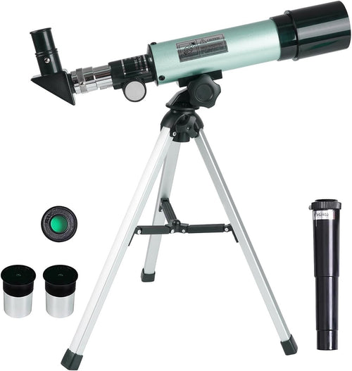 50mm Refractor Telescope 360mm for Kids & Beginners with Tripod, Blue