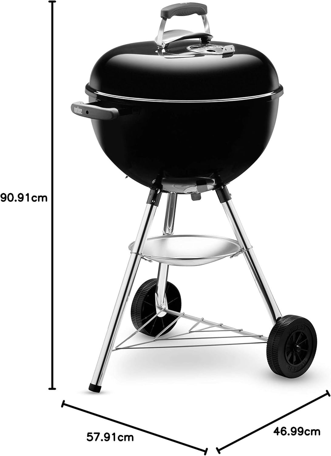 Compact Charcoal Kettle BBQ Grill – Porcelain-Enamelled Lid & Bowl