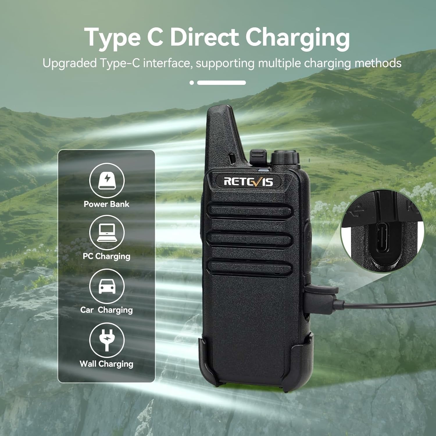 Mini Walkie Talkies 2 Way Radio Long Range VOX Rechargeable 1 Pair