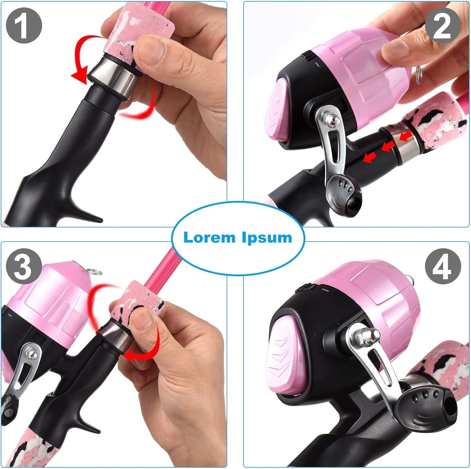Kids Fishing Rod Reel Combo 1.5m Telescopic Starter Kit Pink