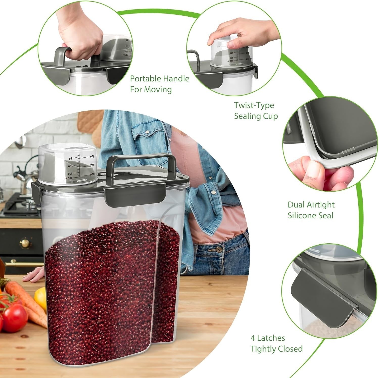 6L Airtight Rice Storage Container w Pour Spout
