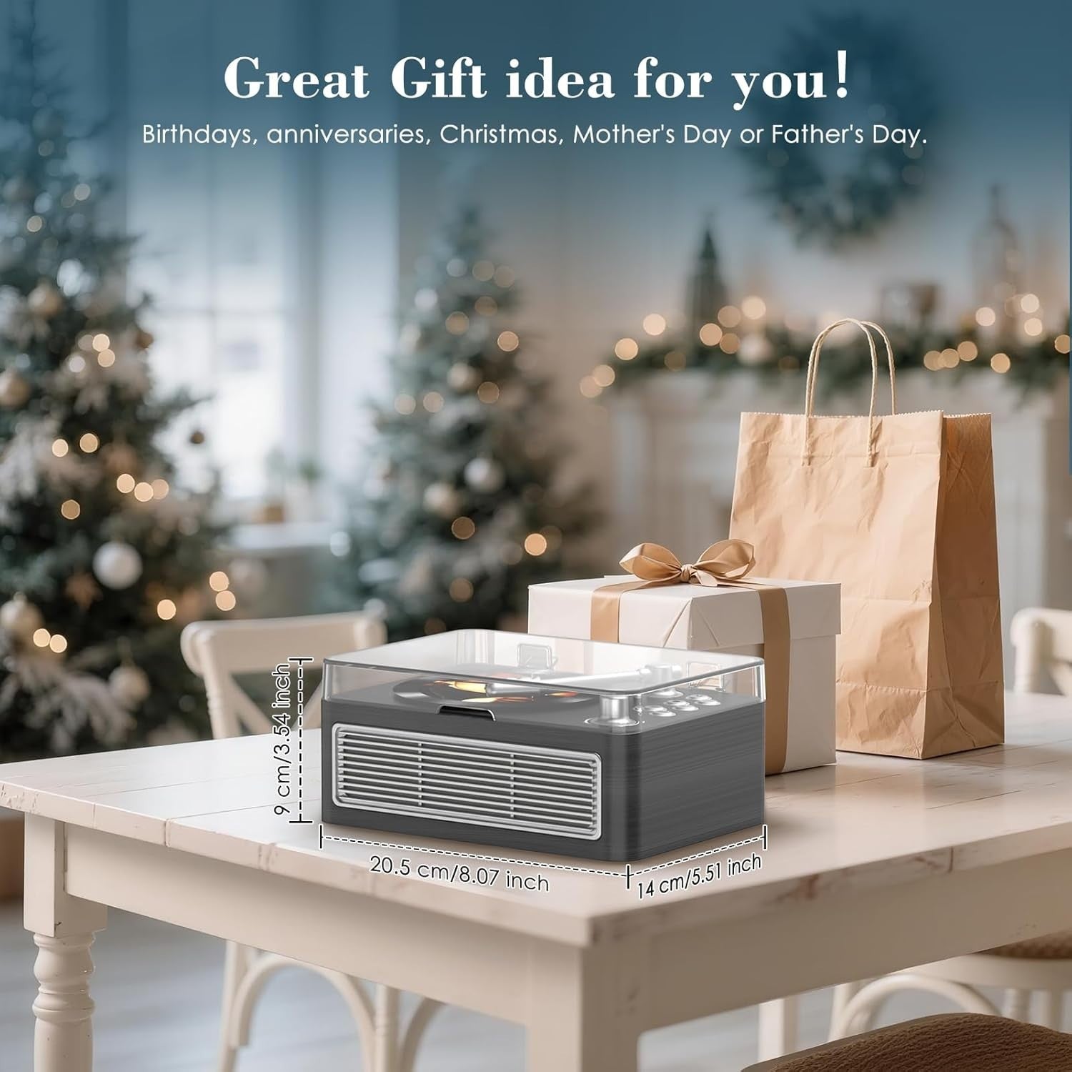 Retro Bluetooth CD Player FM Radio USB AUX HiFi Speakers Ebony
