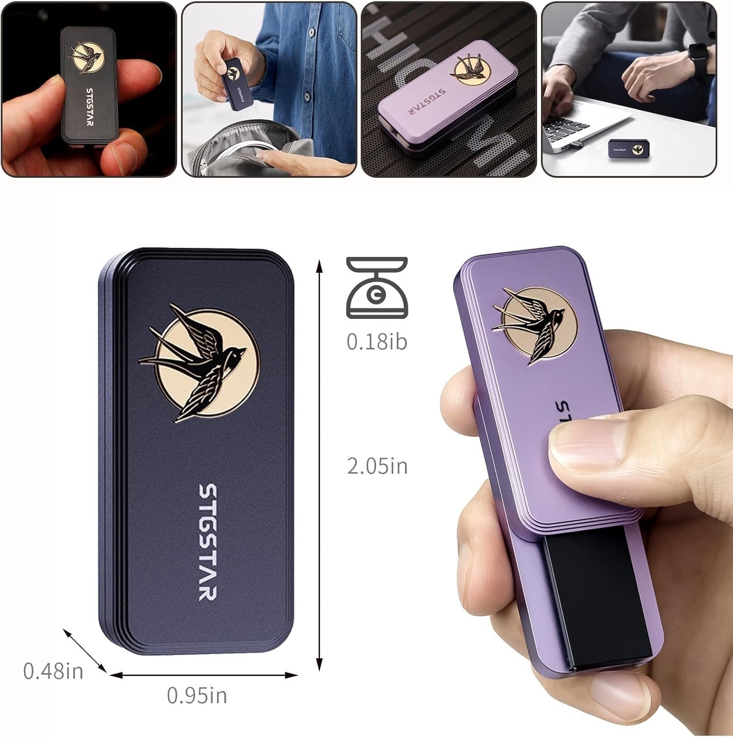 Black Aluminum Fidget Slider Clicker Lanyard Hole EDC Stress Toy