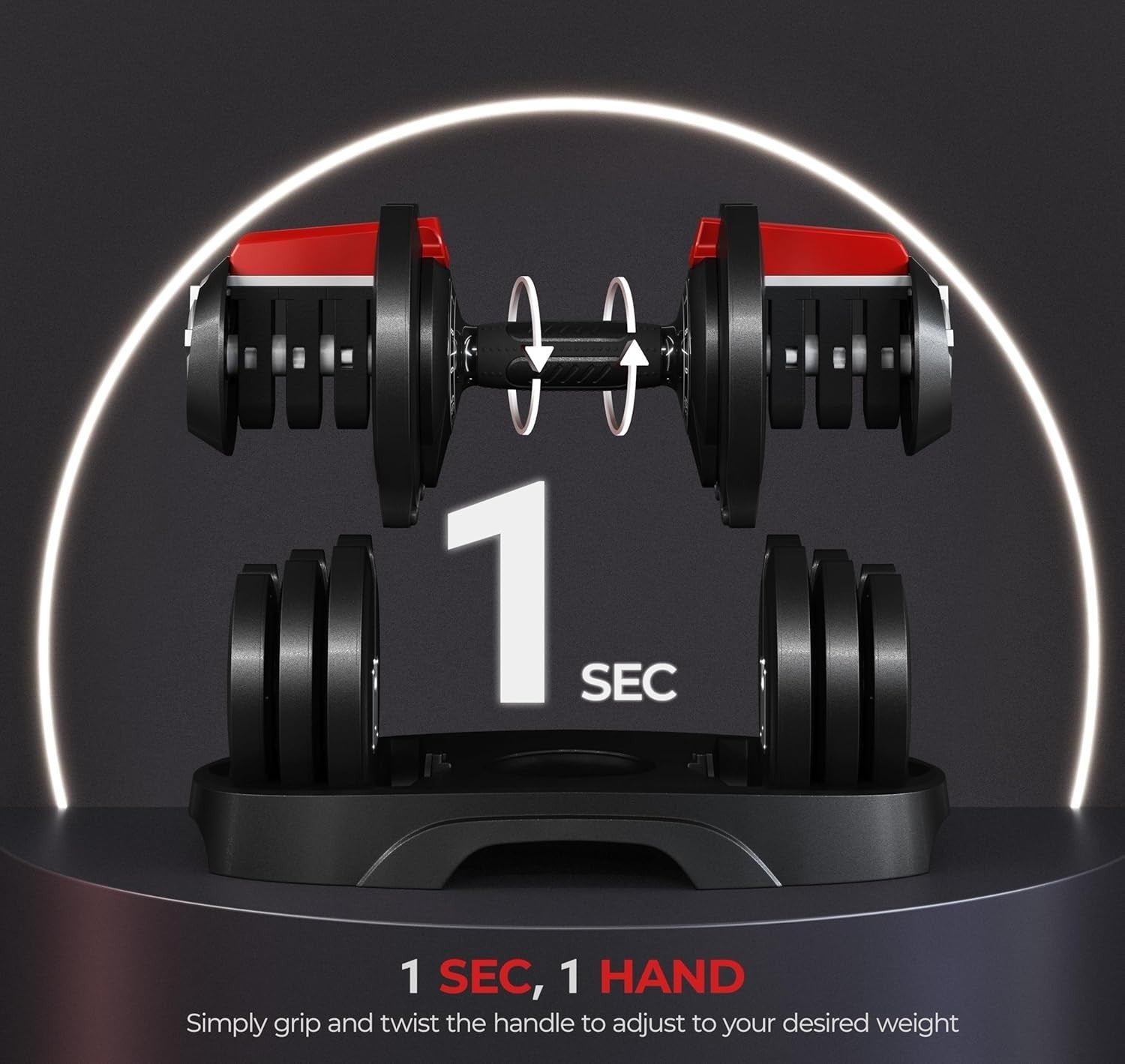 12.5kg Adjustable Dumbbell 11-in-1 One-Second Dial Anti-Slip Home Gym