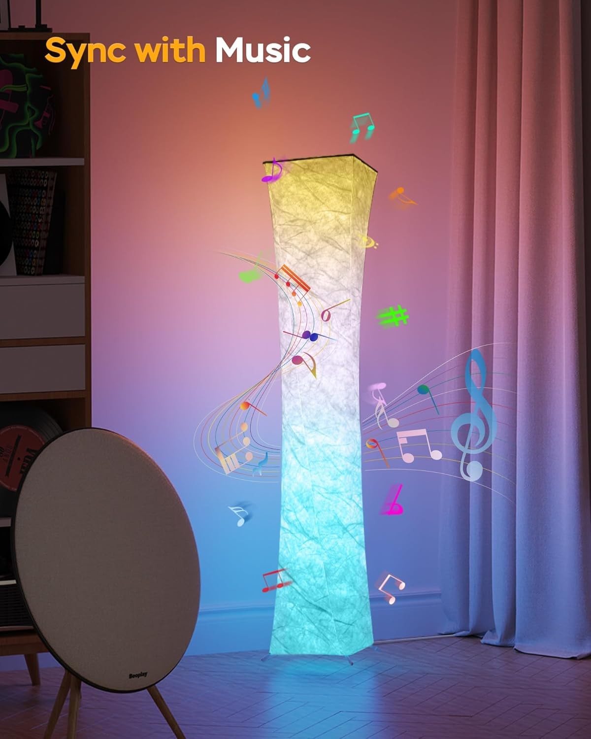 Smart RGB LED Floor Lamp App Remote Music Sync Dimmable Mood Light