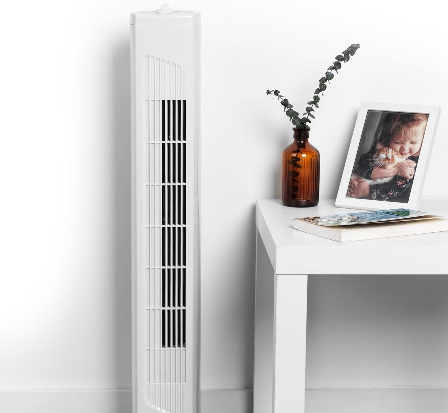 32" Tower Fan – 3-Speed Quiet Oscillating Cooling Fan w/ Timer & Handle White