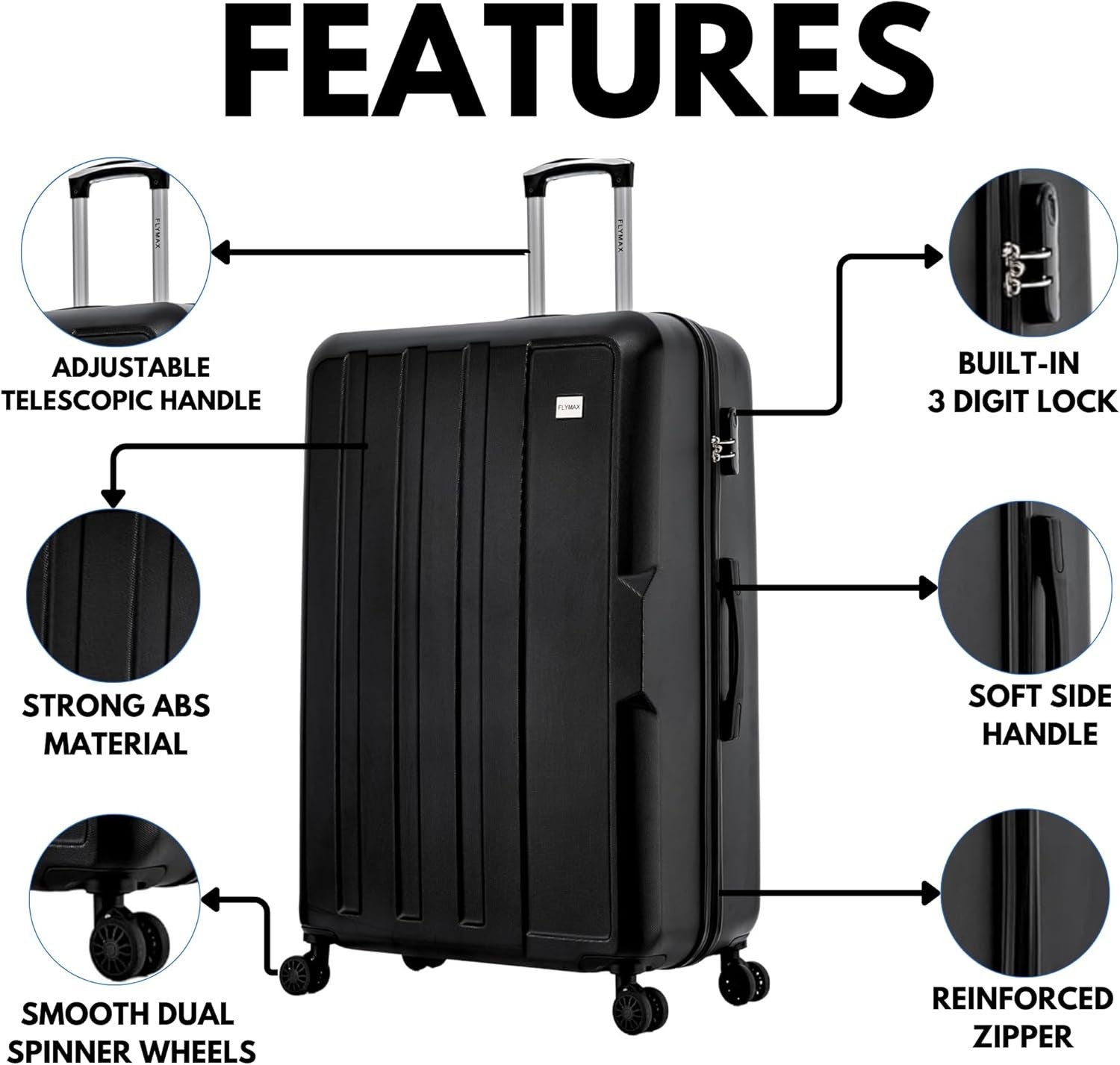 32” Extra Large Hard Shell Suitcase Lightweight ABS 4 Spinner Wheels