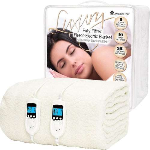 Double Electric Blanket Fitted Mattress Cover Dual Control Fast Heat Auto Shut O