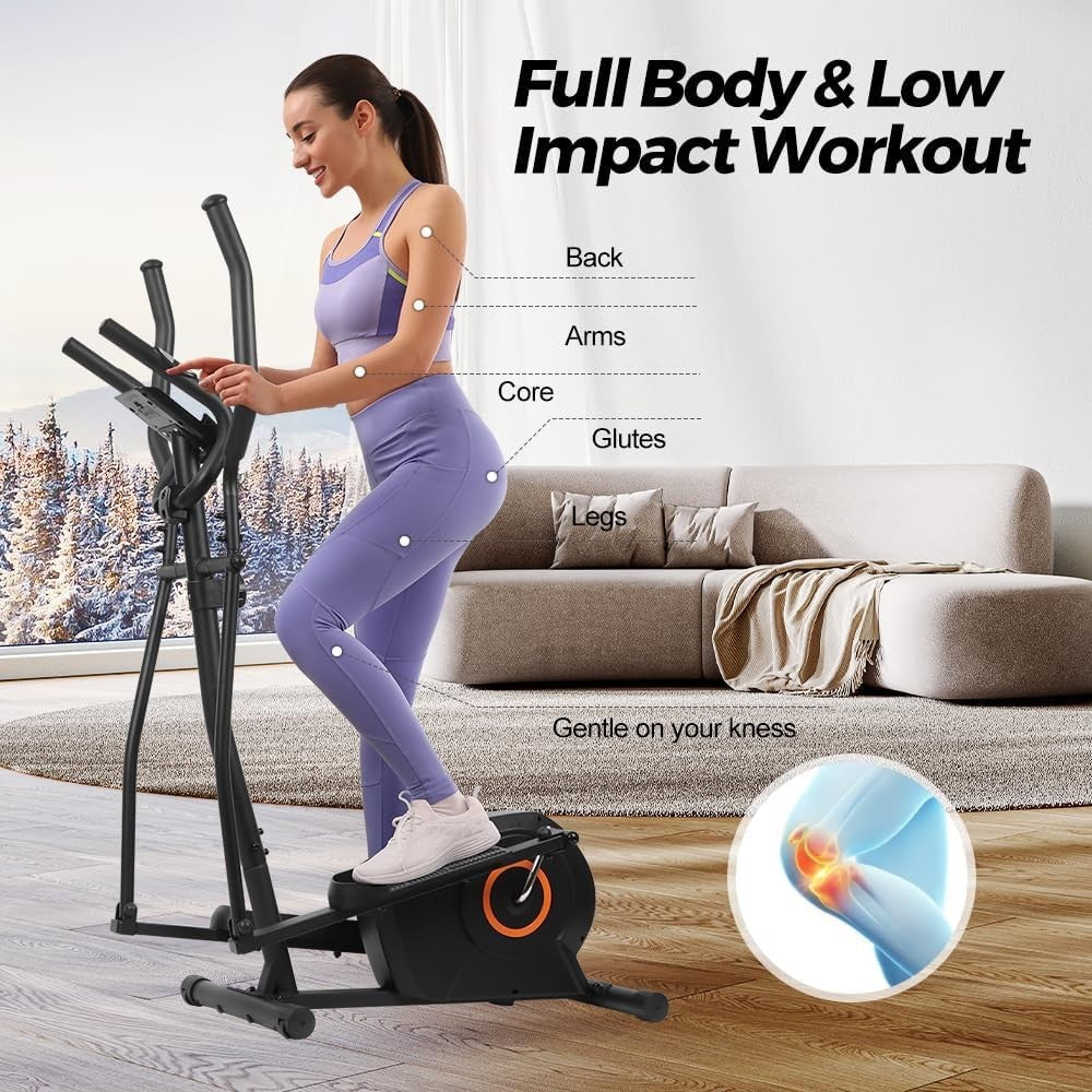 Quiet Magnetic Elliptical Cross Trainer 8-Level Resistance Home Gym