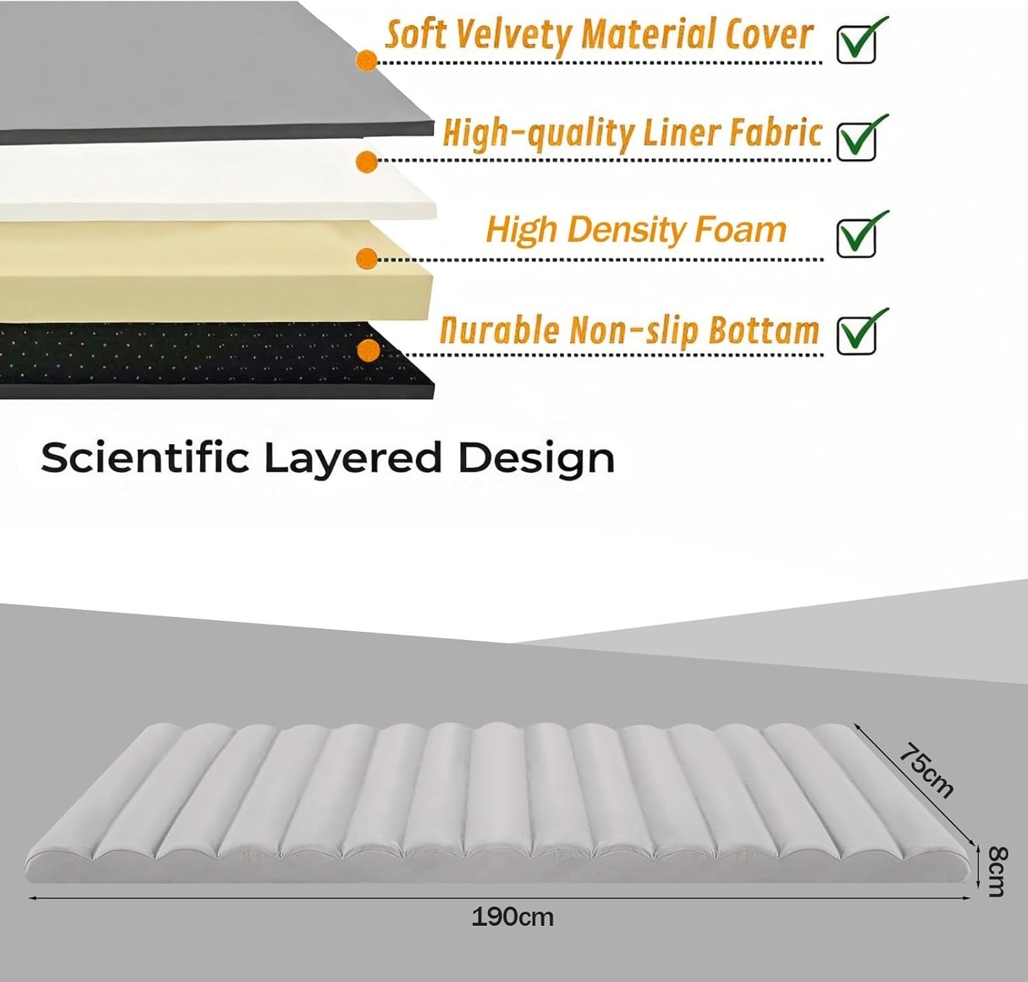 Roll Up Floor Mattress Single Foam Bed Foldable Guest Travel Mat Grey