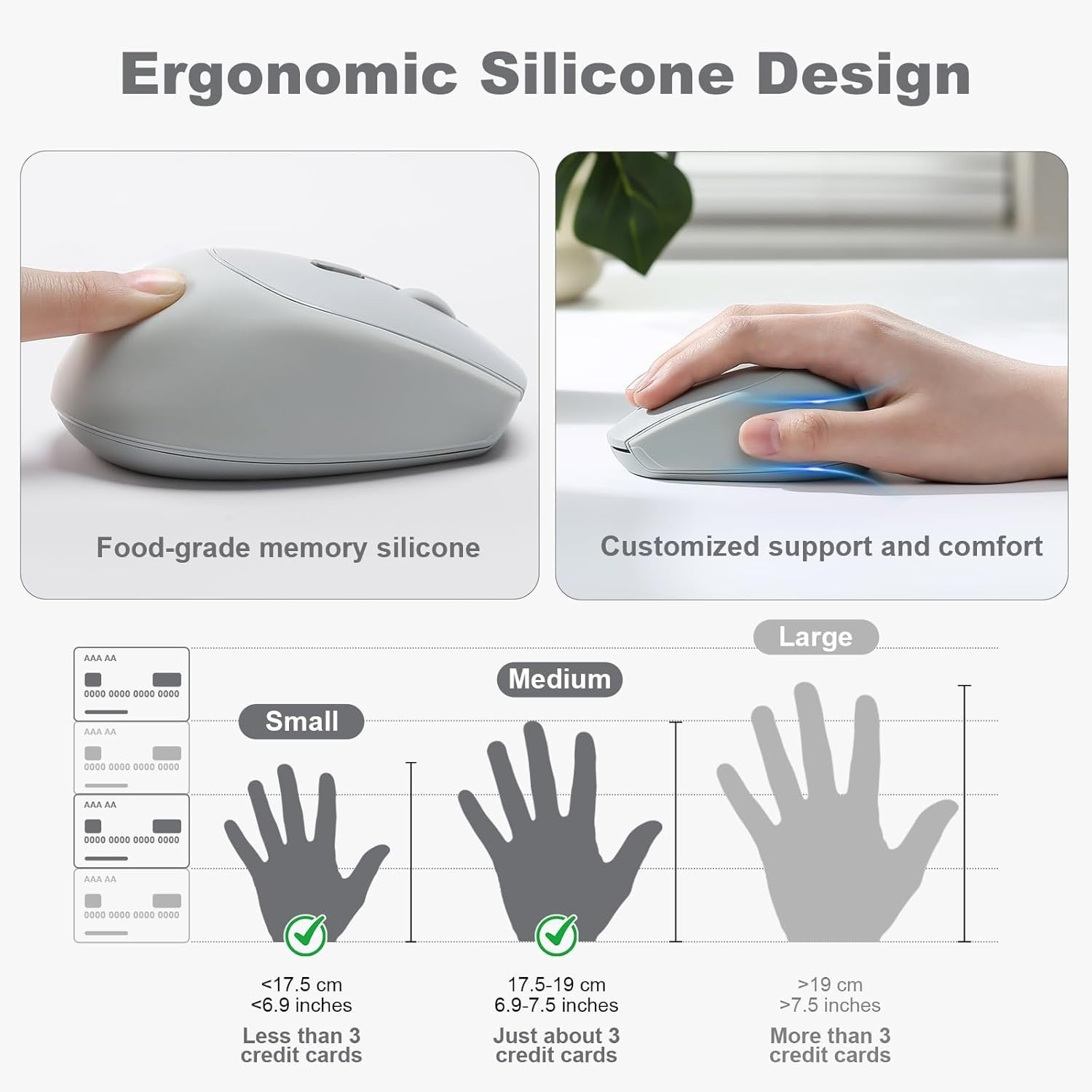 Silent Wireless Mouse 2.4GHz 1600 DPI Portable Ergonomic Laptop PC