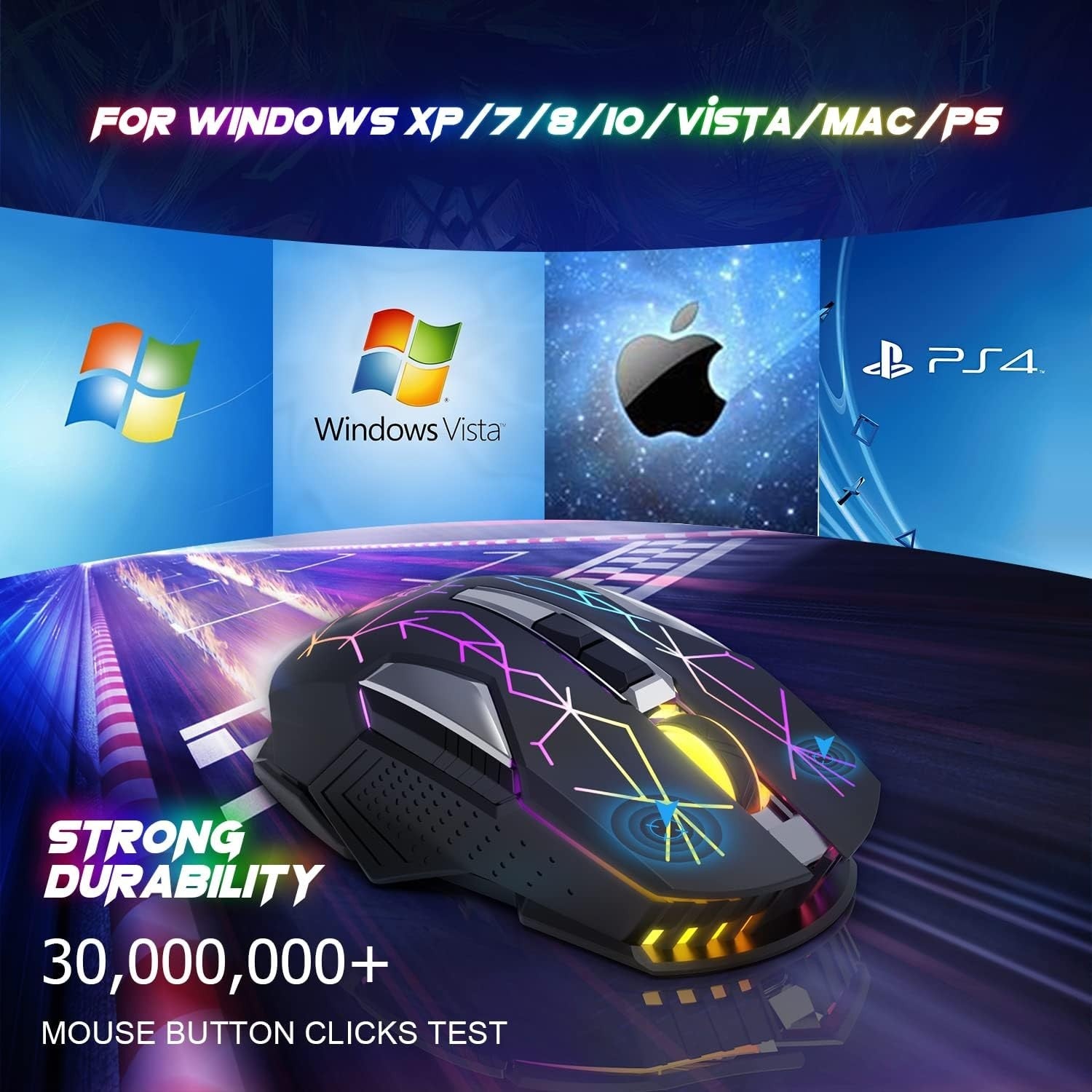 Wireless Gaming Mouse RGB Rechargeable 2400 DPI Silent 2.4G