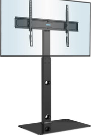 Adjustable Swivel TV Floor Stand 30-70" TVs, Tempered Glass Shelf, 40kg