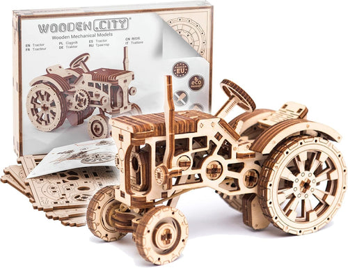 3D Wooden Mechanical Tractor Puzzle Model Kit – DIY Brain Teaser Gift