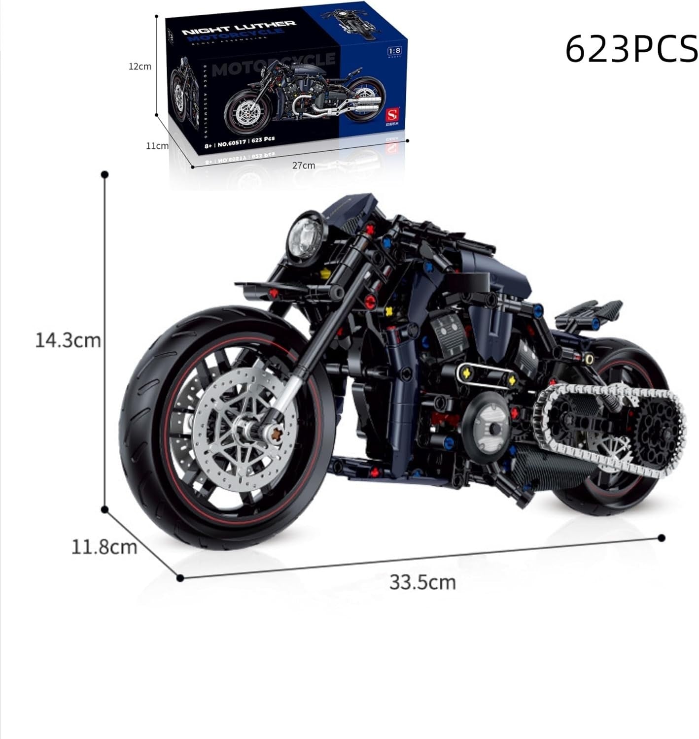 Realistic 623pcs Motorcycle Model Kit with Suspension & Moving Parts