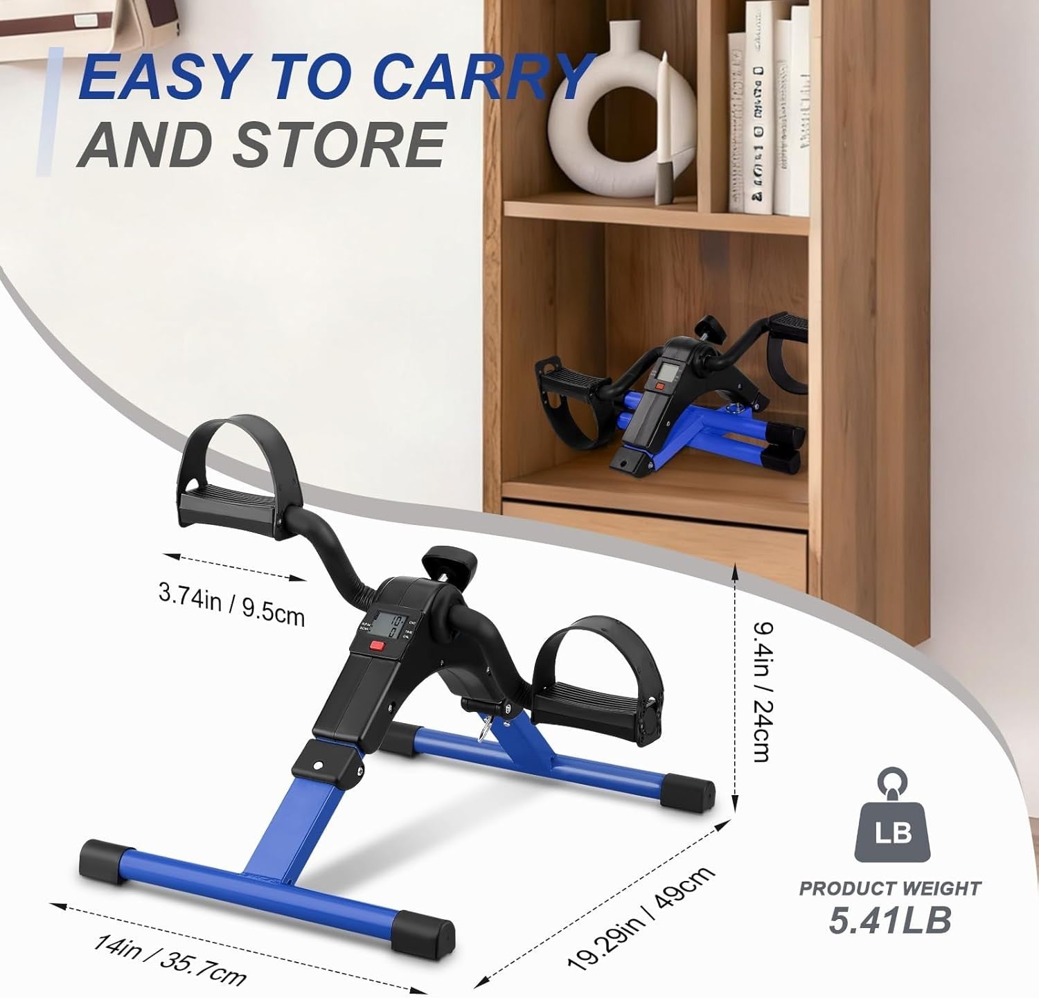 Portable Folding Pedal Bike LCD Adjustable Seated Arm Leg Trainer