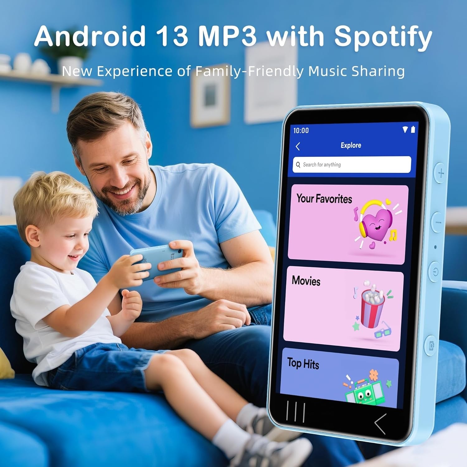 144GB Android MP3 Player 4" Touch Screen Bluetooth WiFi Blue