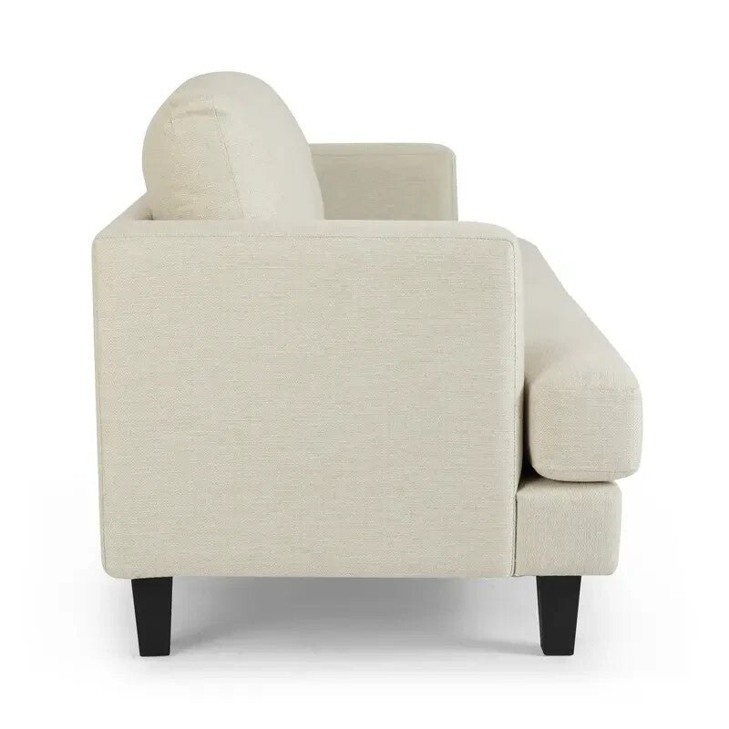 Natural Linen 3 Seater Sofa Modern Fabric Couch Cream Padded Seat Legs