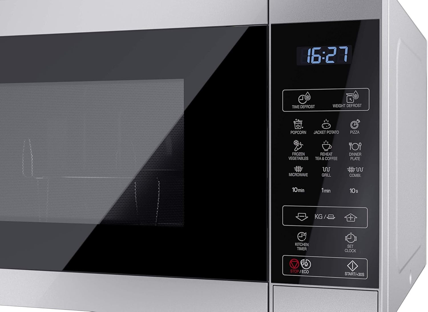 Silver 25L Digital Microwave 900W 1000W Grill 11 Power Levels